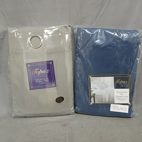 BOX OF APPROXIMATELY 10 ASSORTED HOUSEHOLD ITEMS TO INCLUDE DUVET COVER SETS, EYELET CURTAINS, ETC - COLOURS AND SIZES VARY - COLLECTION ONLY