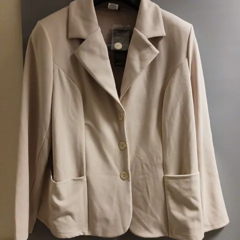 KIM & CO PONTE CREPE BUTTON FRONT POCKET BLAZER PETITE BIRCH 2XL