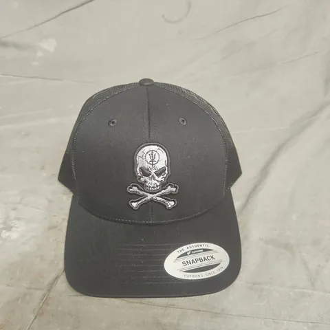 THRUDARK X NEW ERA CAP – BLACK SKULL & CROSSBONES TRUCKER HAT, ADJUSTABLE SNAPBACK