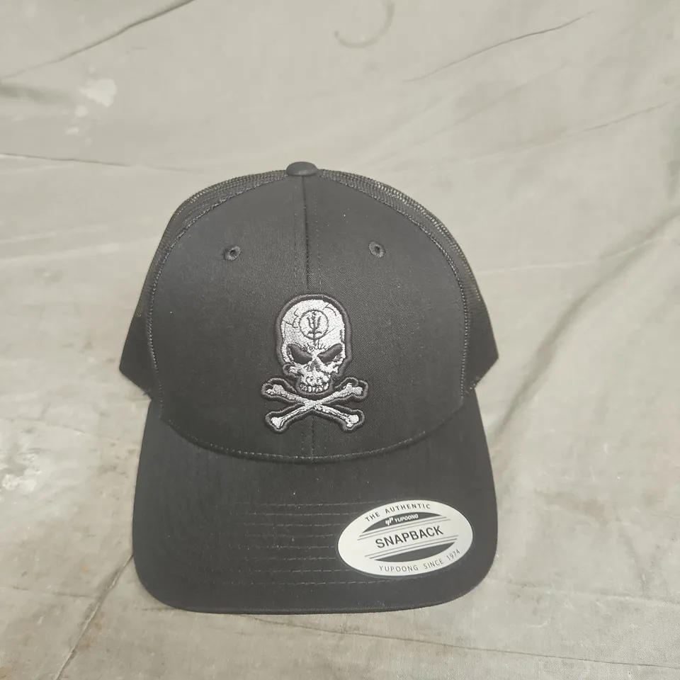 THRUDARK X NEW ERA CAP – BLACK SKULL & CROSSBONES TRUCKER HAT, ADJUSTABLE SNAPBACK