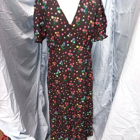 SUGARHILL BRIGHTON MARYJANE MIDI DRESS – BLACK WITH RAINBOW STARS, UK 14