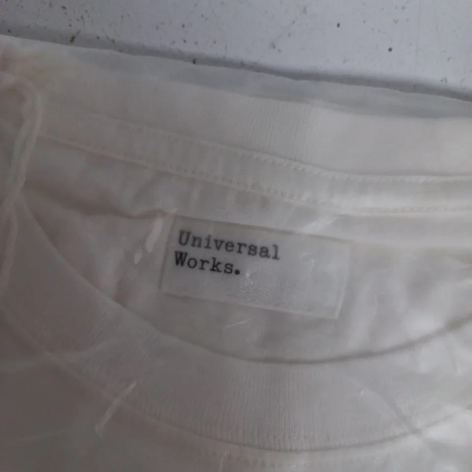 BAGGED UNIVERSAL WORKS SINGLE JERSEY CHARITY FOOTBALL TEE IN WHITE - LARGE