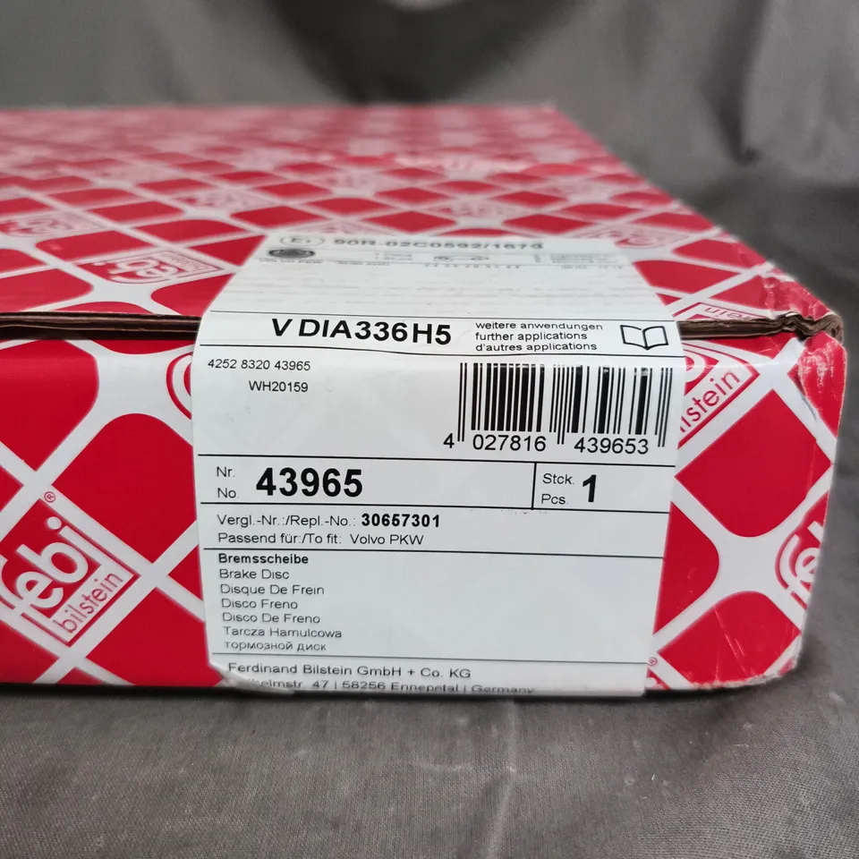 FEBI BILSTEIN BRAKE DISC VDIA336H5 FOR VOLVO PASSENGER CAR – BOXED