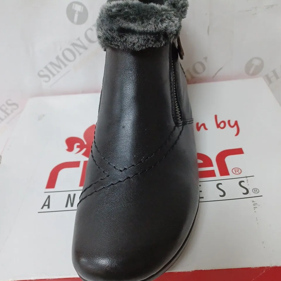 BOXED RIEKER FUR CUFF BOOTS, BLACK - SIZE 5