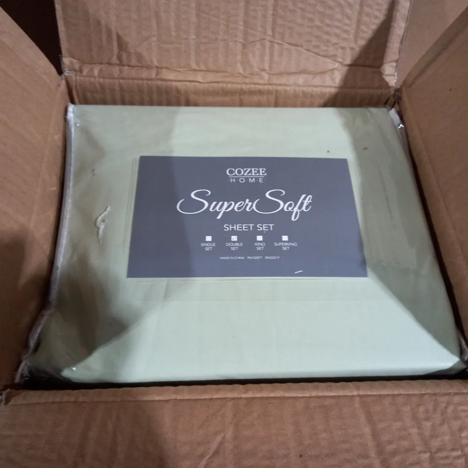 SUPERSOFT BY COZEE HOME SET OF FITTED SHEETS (2) - SAGE GREEN - DOUBLE