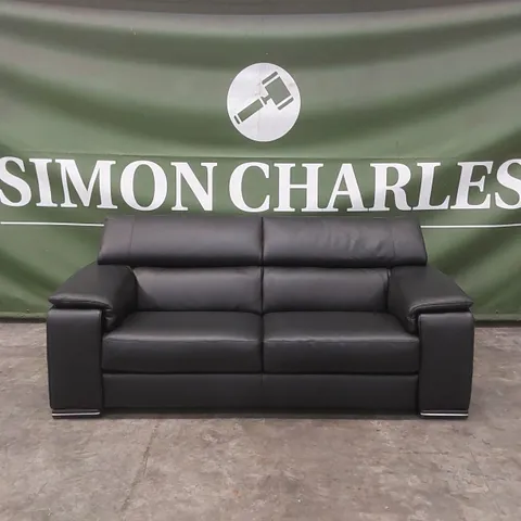 QUALITY DESIGNER ITALIAN MADE LEATHER MELO 4 SEATER SOFA - BLACK