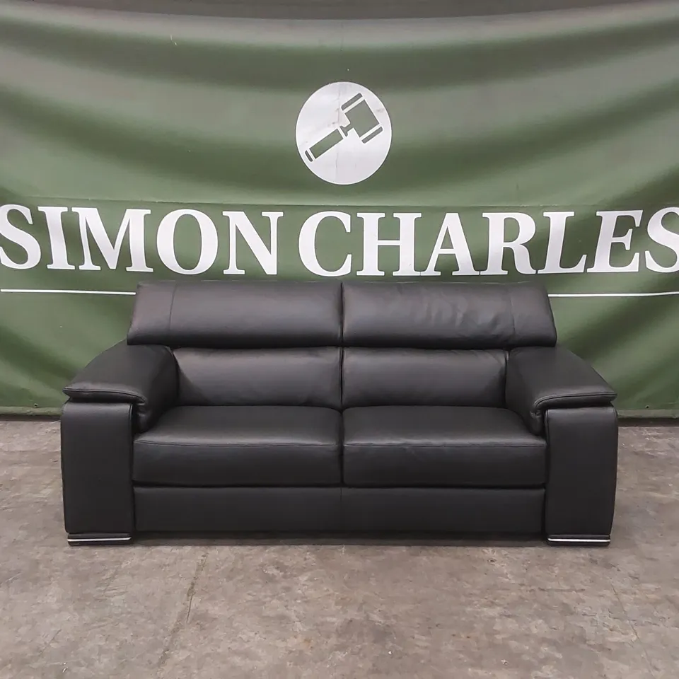 QUALITY DESIGNER ITALIAN MADE LEATHER MELO 4 SEATER SOFA - BLACK