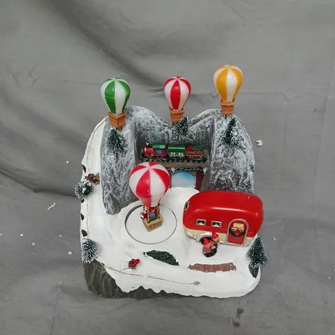 BOXED FESTIVE 23 CM LIT BALLOON VILLAGE CHRISTMAS SCENE DECORATION