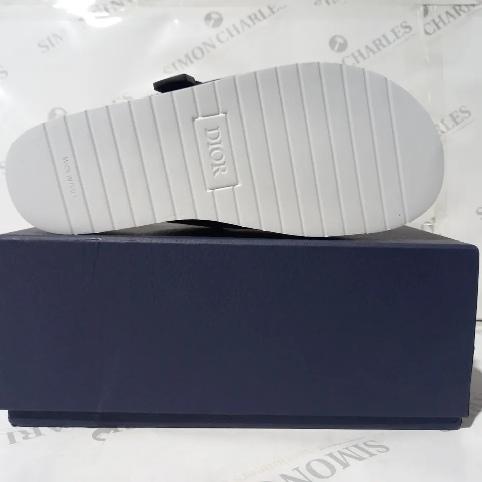 BOXED PAIR OF DIOR CALFSKIN OPEN TOE SLIDERS IN BLACK EU SIZE 43