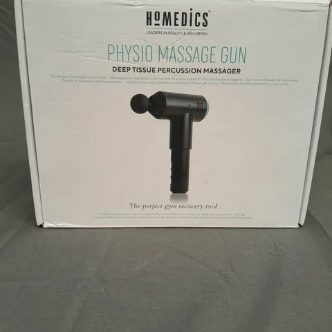 BOXED HOMEDICS PHYSIO MASSAGE GUN DEEP TISSUE PERCUSSION MASSAGER