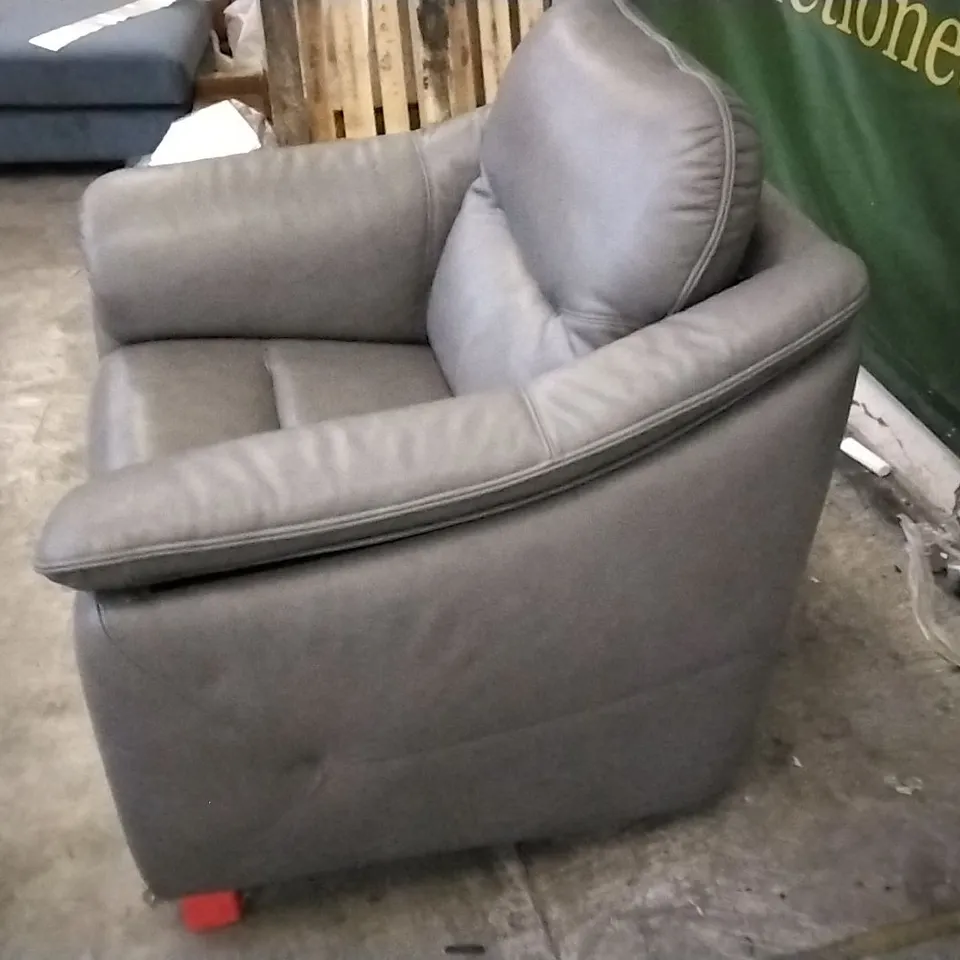QUALITY BRITISH DESIGNED & MANUFACTURED G PLAN GREY LEATHER ARMCHAIR