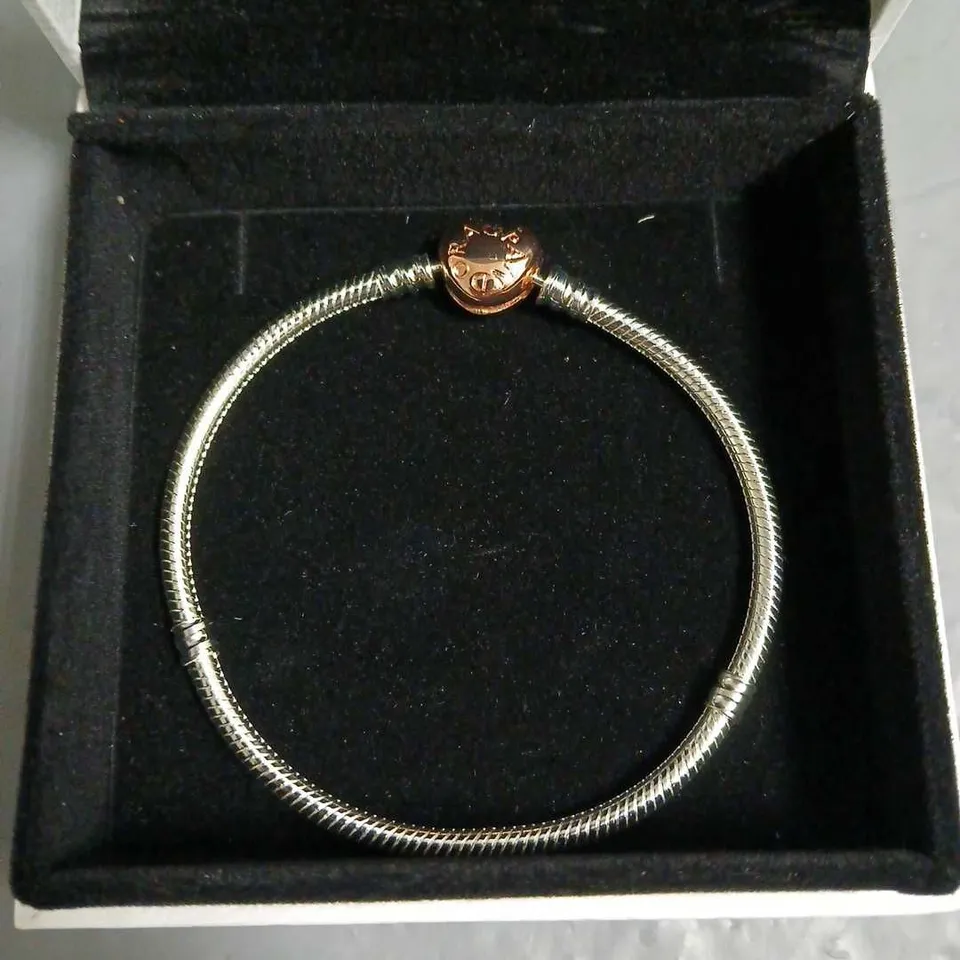 BOXED PANDORA ROSE GOLD CLASP CHARM BRACELET 