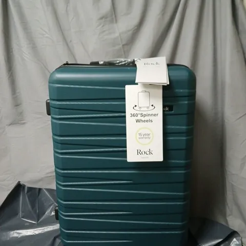 ROCK TEAL HARD-SHELL LUGGAGE SUITCASE WITH 360° SPINNER WHEELS