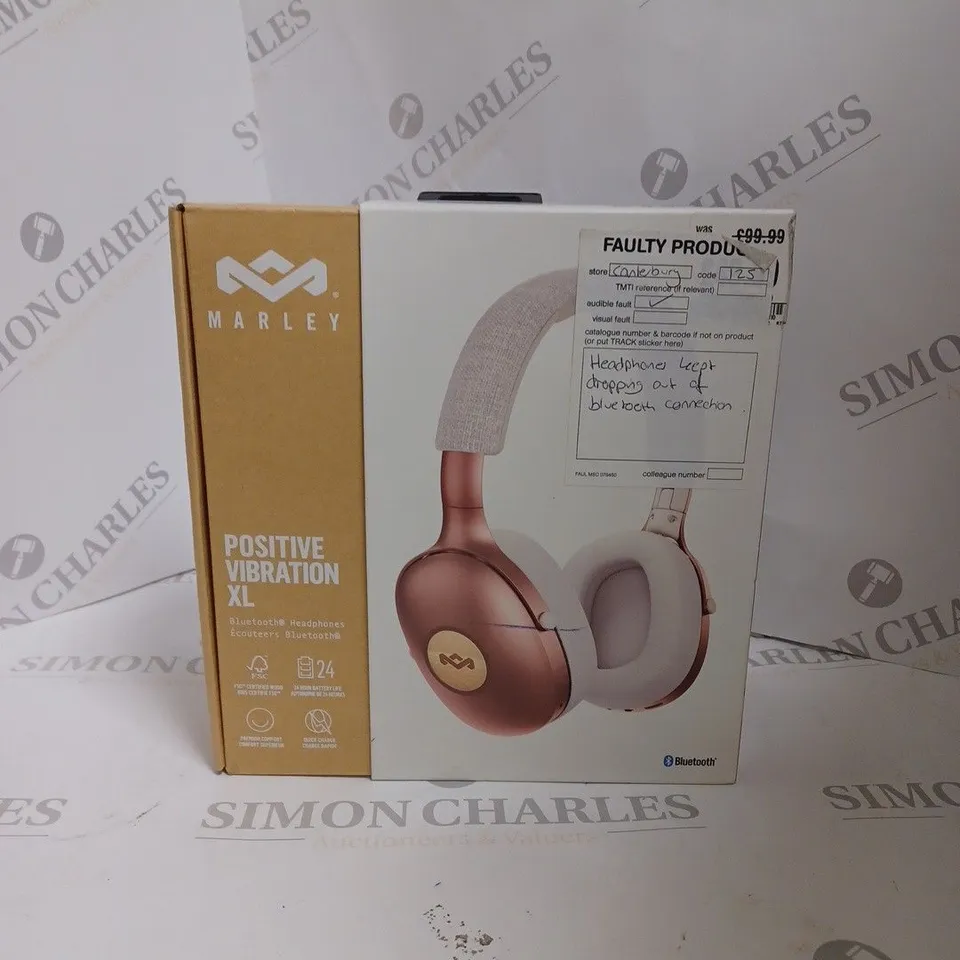 BOXED HOUSE OF MARLEY POSITIVE VIBRATION XL BLUETOOTH HEADPHONES EM-JH141-CP