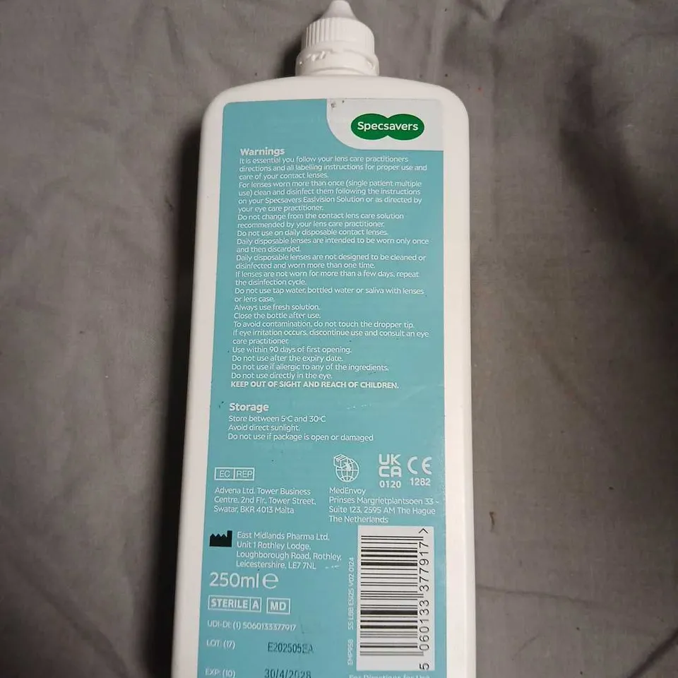 BOX OF ASSORTED CONTACT LENS SOLUTION INCLUDING SPECSAVERS EASYVISION CONTACT LENS SOLUTION 250ML 