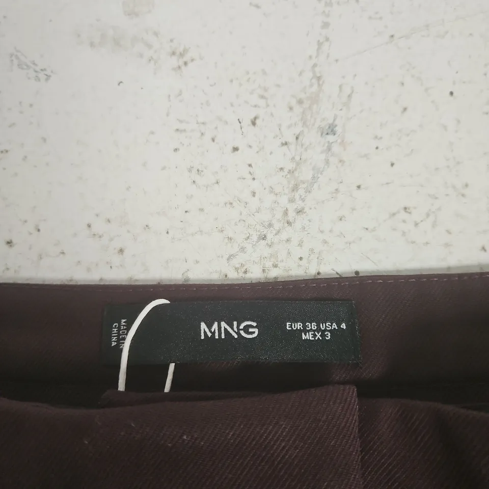 MANGO MNG WOMEN'S TROUSERS – BURGUNDY, EU 36 (UK 8)
