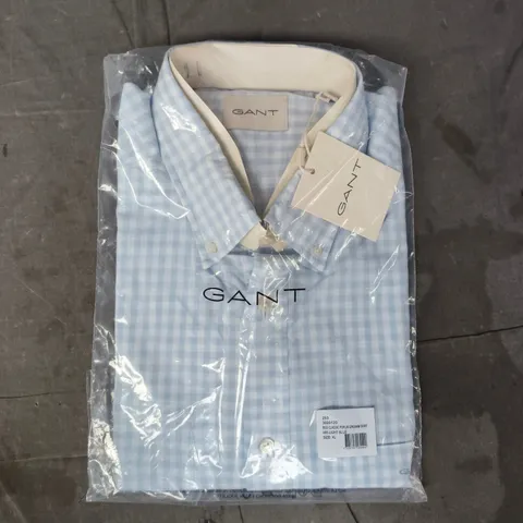 BAGGED GANT CLASSIC POPLIN GINGHAM SHIRT IN LIGHT BLUE SIZE XL