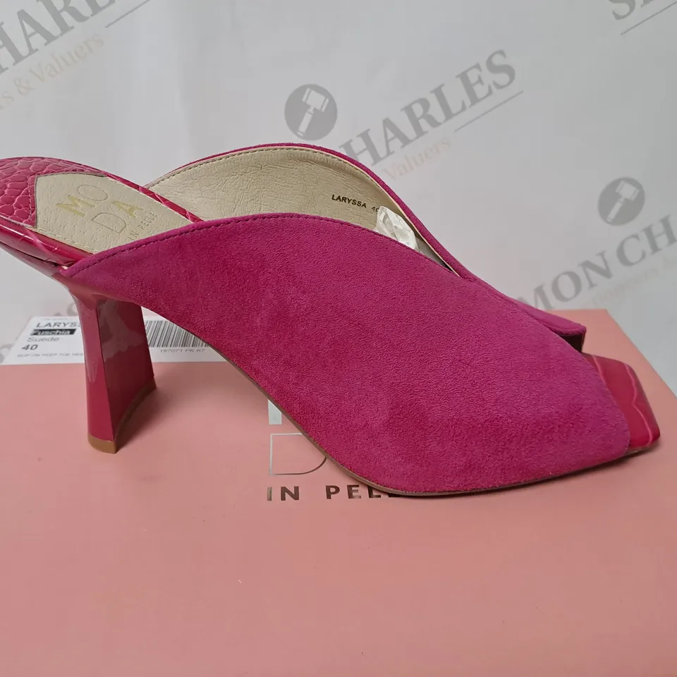 MODA IN PELLE LARYSSA SLIP ON PEEP TOE HEELED SANDAL SIZE 6.5 IN PINK 