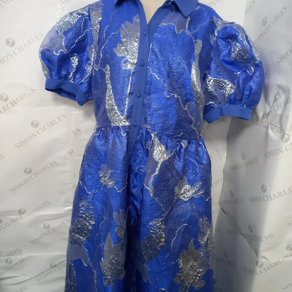 COAST JACQUARD SHIRT DRESS IN BRIGHT BLUE - UK 14