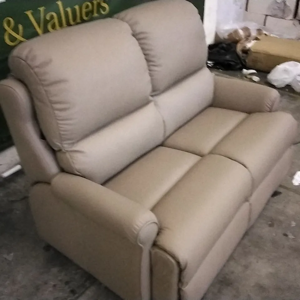 QUALITY BRITISH DESIGNED & MANUFACTURED G PLAN MOCHA LEATHER 2 SEATER SOFA 