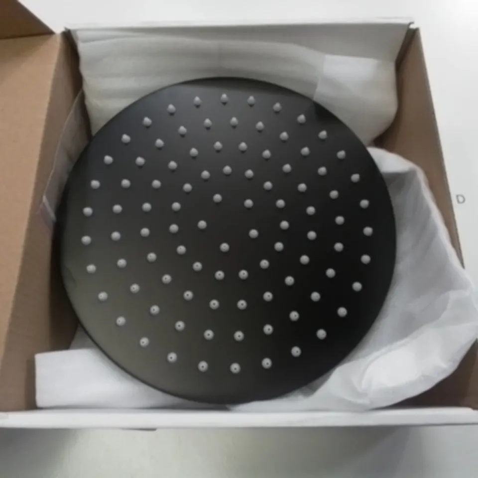 BOXED AS NEW CALYPSO LANA SHOWER ROSE 200MM ROUND IN BLACK