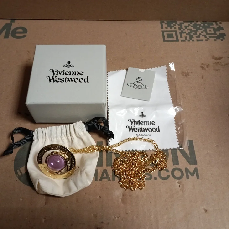 VIVIENNE WESTWOOD JEWELLERY PENDANT NECKLACE – GOLD-TONE WITH PURPLE ORB