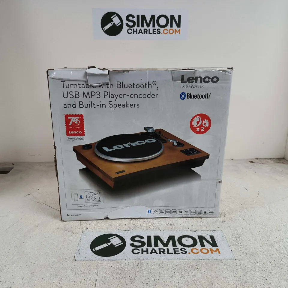 BOXED LENCO TURNTABLE WITH BLUETOOTH AND BUILT IN SPEAKERS - LS-55WA UK