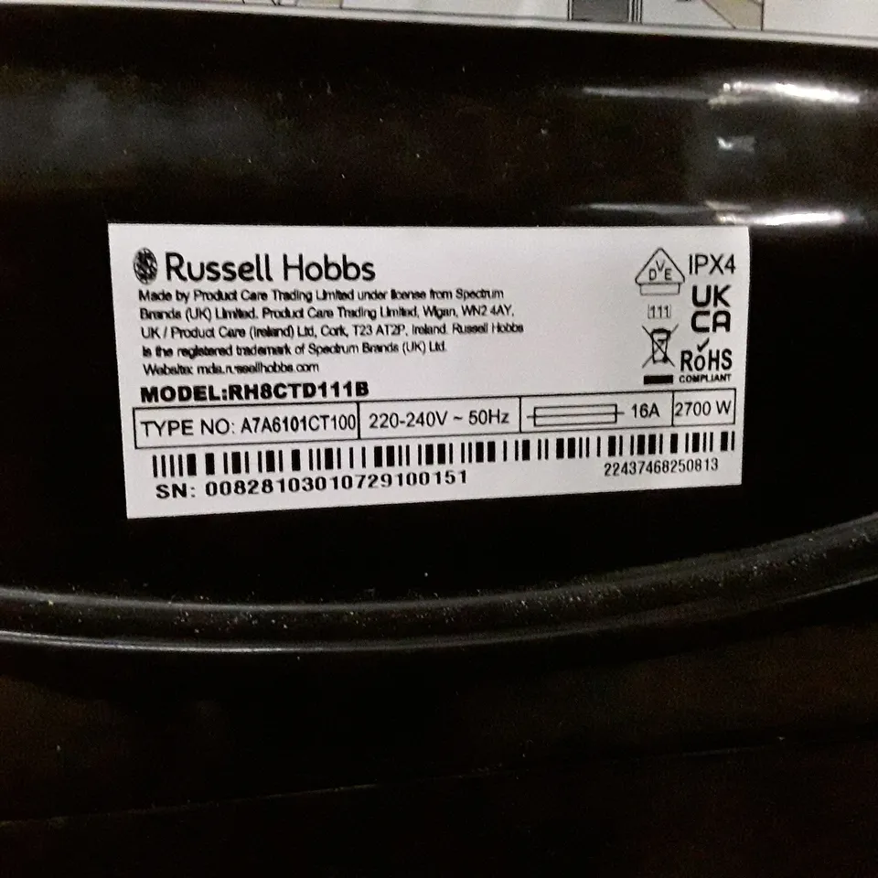 RUSSELL HOBBS RH8CTD111B 11 SERIES, 8KG CONDENSER DRYER IN BLACK