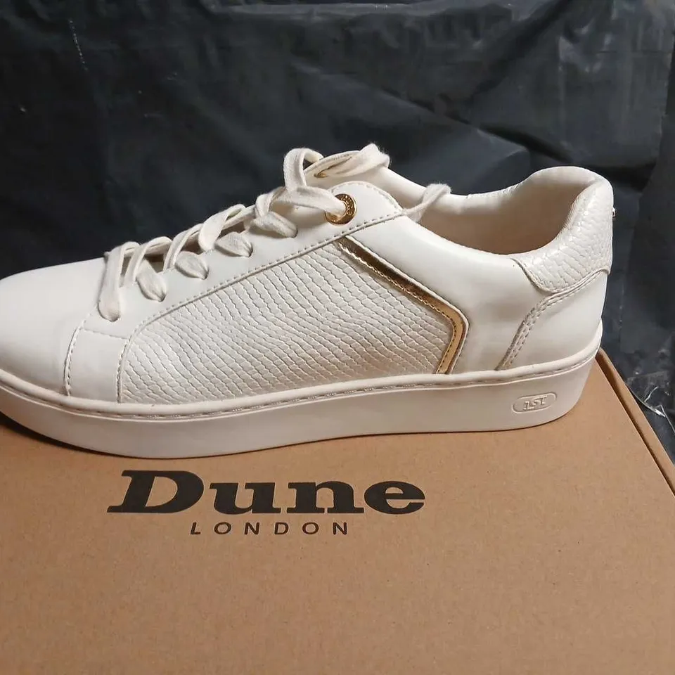 DUNE LONDON ELLI WHITE SNEAKERS – UK 7 (EU 40) – WHITE SYNTHETIC