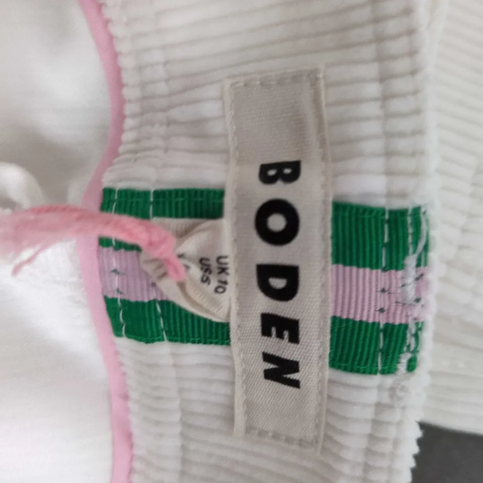 BODEN WHITE CORDUROY TROUSERS – UK 10 