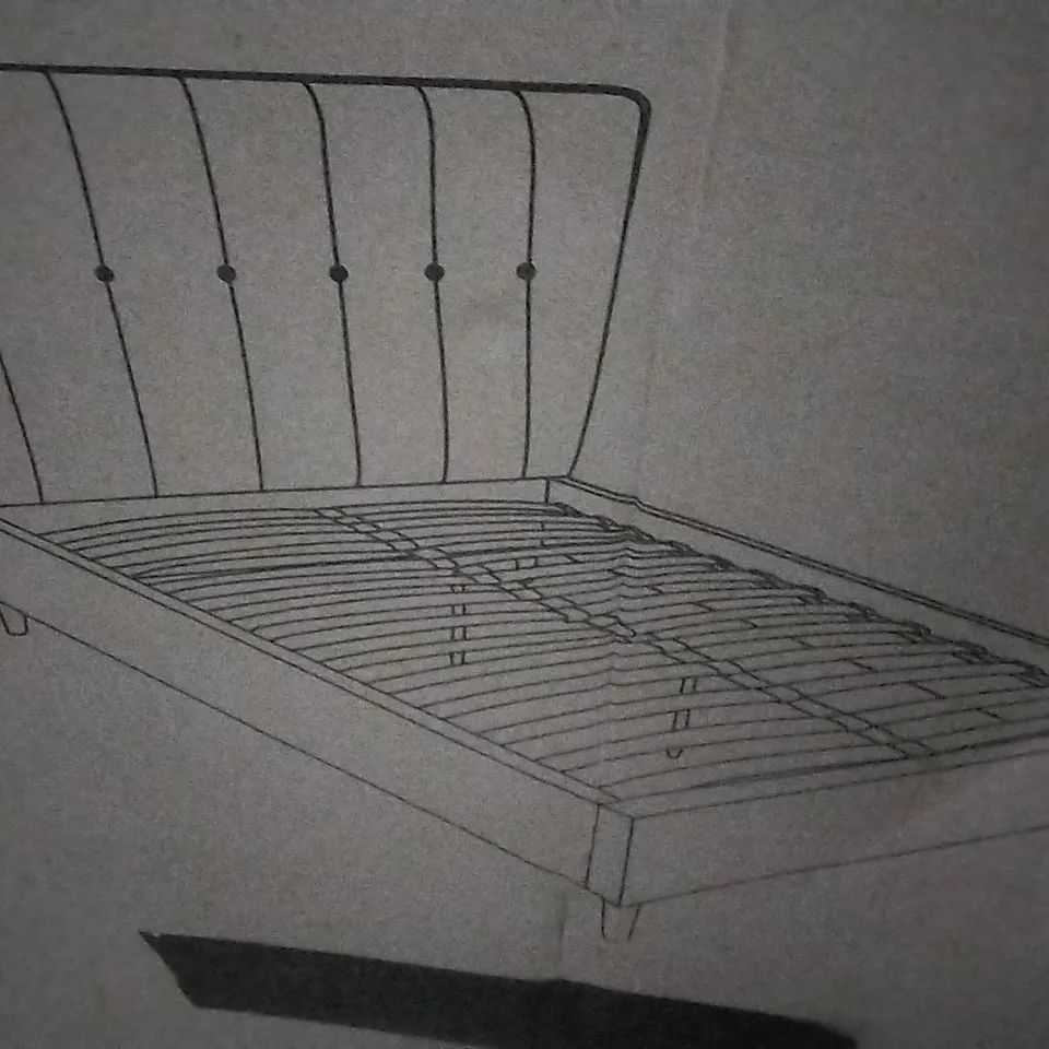 BOXED ISLA DOUBLE BED HEADBOARD GREY VELVET FABRIC (PARTS)
