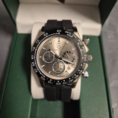 FRANK SCHMIDT MENS CHRONOGRAPH WATCH WITH BLACK RUBBER STRAP IN BOX