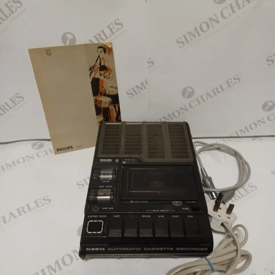 PHILIPS N2214 VINTAGE AUTOMATIC CASSETTE RECORDER