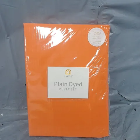 SEALED PLAIN DYED ORANGE DOUBLE DUVET SET 
