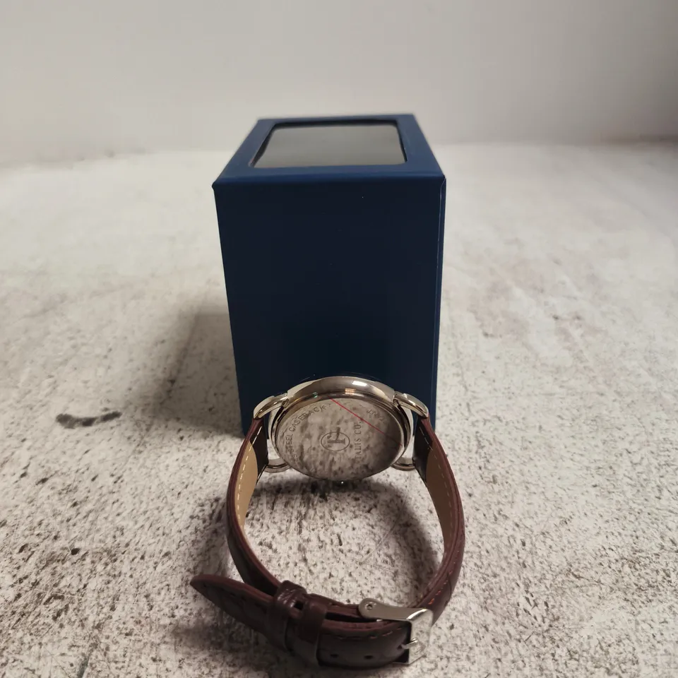 TALIS CO. WRISTWATCH – GREEN DIAL, BROWN LEATHER STRAP, BOXED