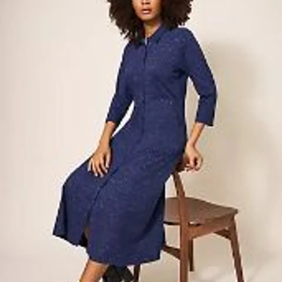 WHITE STUFF RUA SPARKLE SHIRT DRESS DARK NAVY SIZE 16
