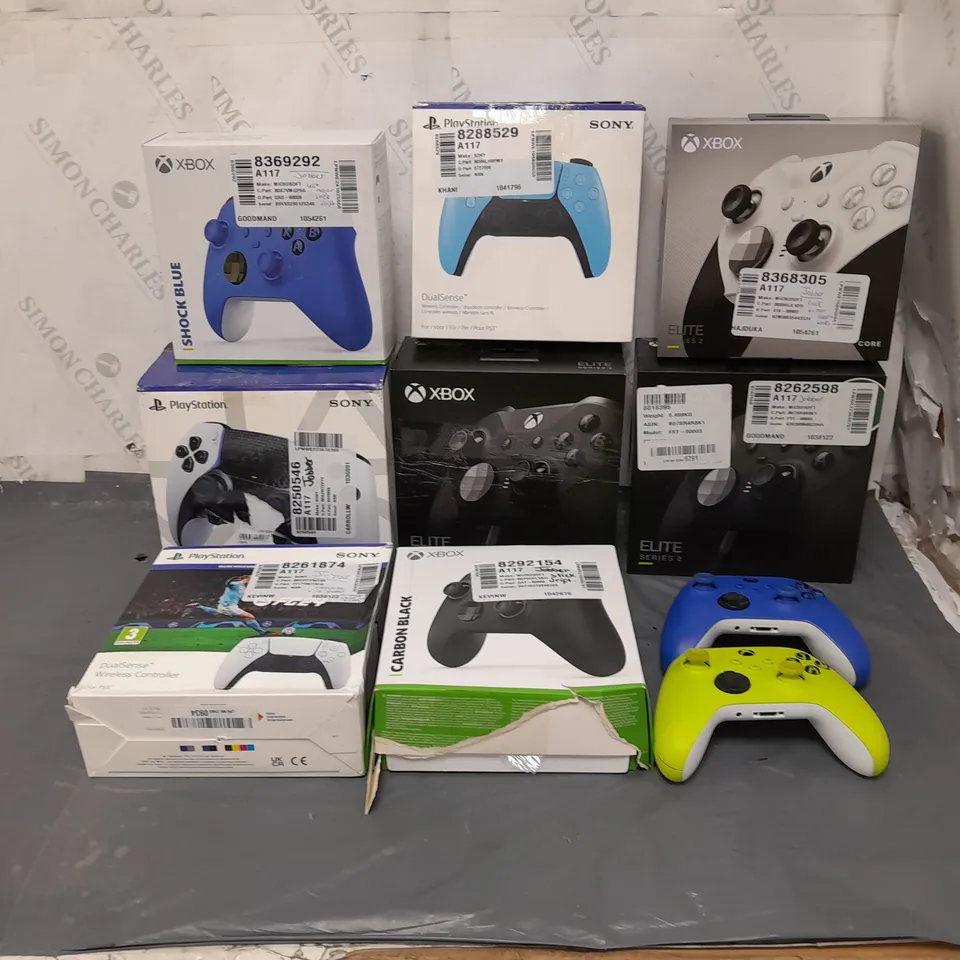 10 ASSORTED GAMING CONTROLLERS TO INCLUDE PLAYSTATION AND XBOX 