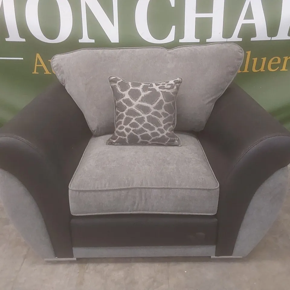 DESIGNER HILTON FABRIC UPHOLSTERED ARMCHAIR WITH CUSHION