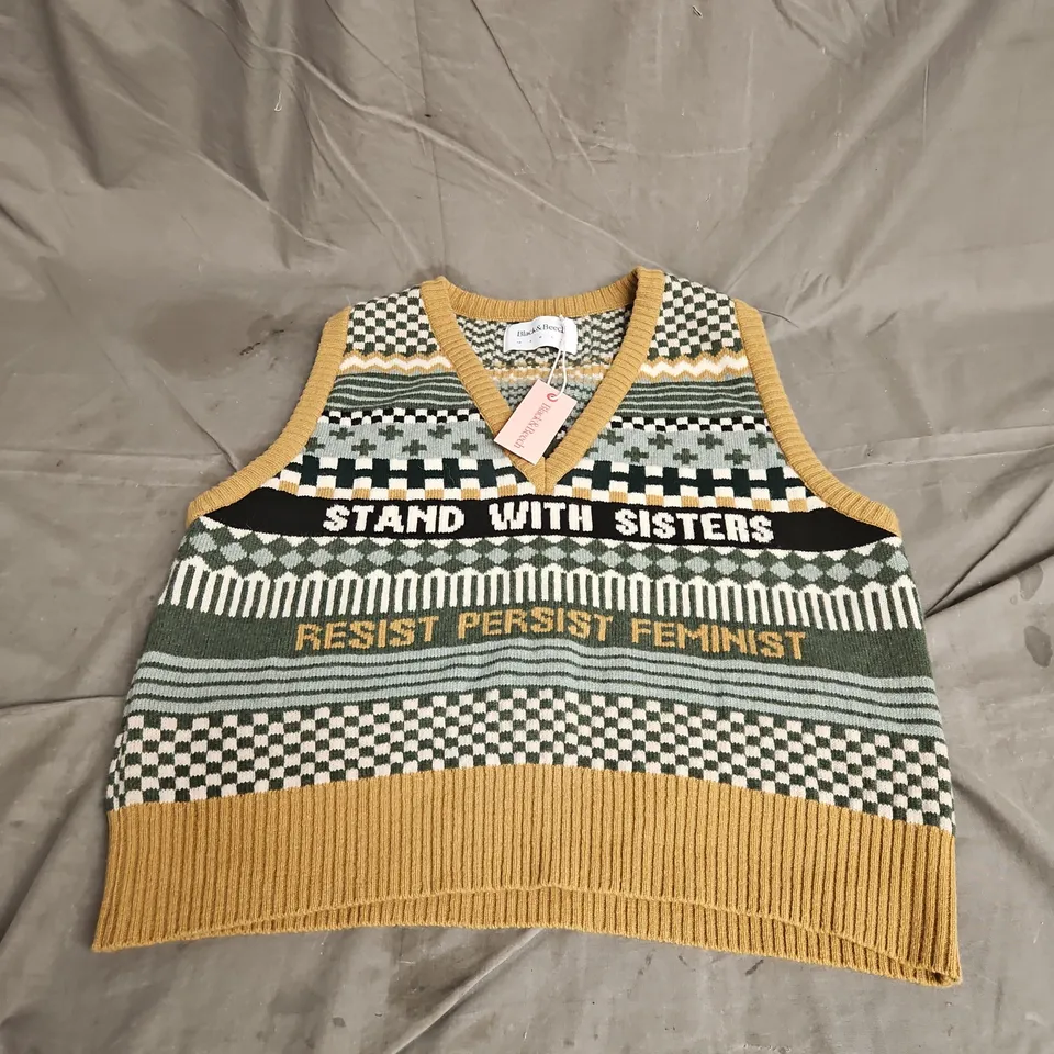BLACK & BEECH KNITTED VEST IN MULTI SIZE XL