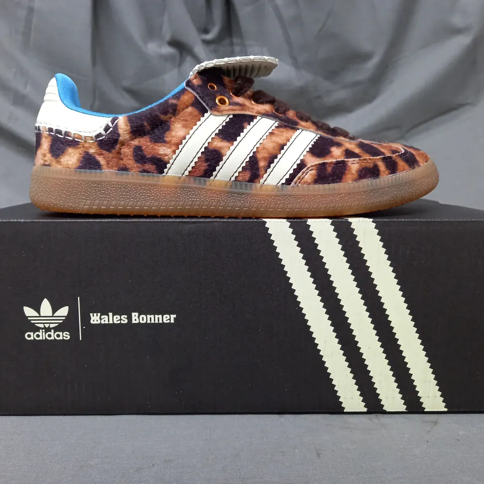BOXED PAIR OF ADIDAS WALES BONNER SAMBA SHOES IN ANIMAL PRINT UK SIZE 6