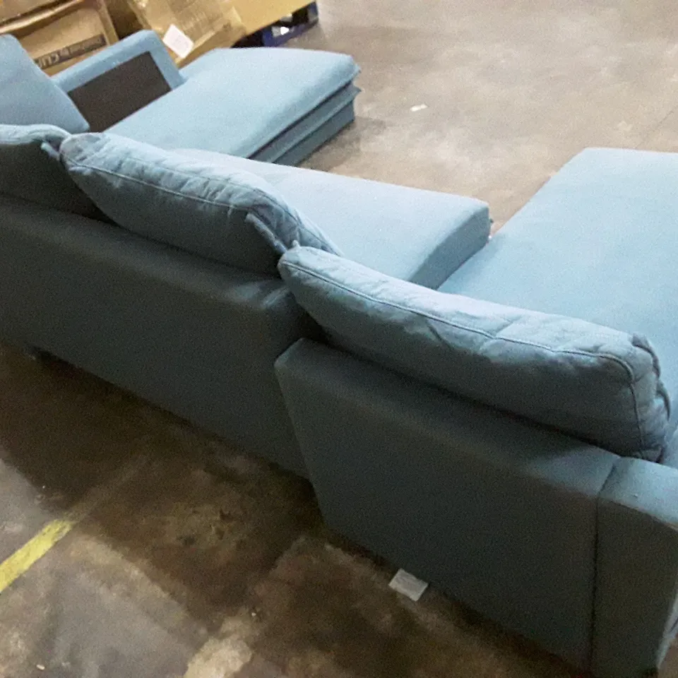 QUALITY DESIGNER IDINA CORNER SOFA BED - BLUE FABRIC
