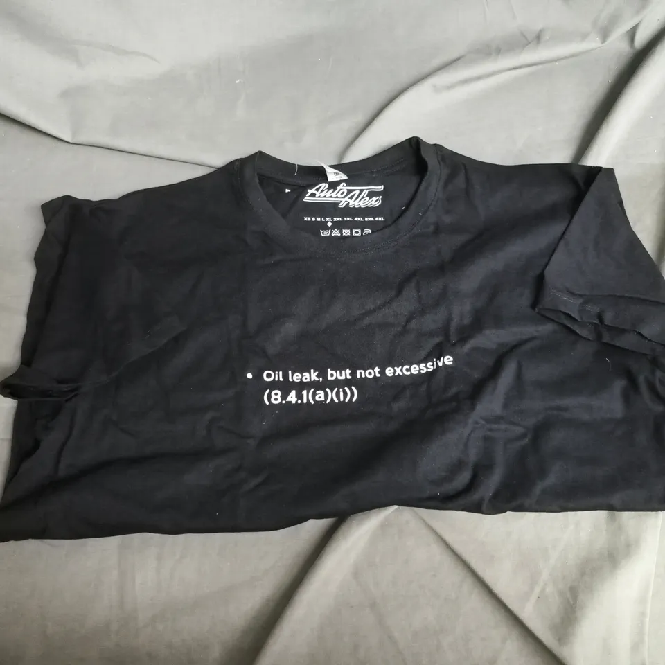 AUTOALEX T-SHIRT - BLACK, XS - OIL LEAK, BUT NOT EXCESSIVE (8.4.1(A)(I)) PRINT
