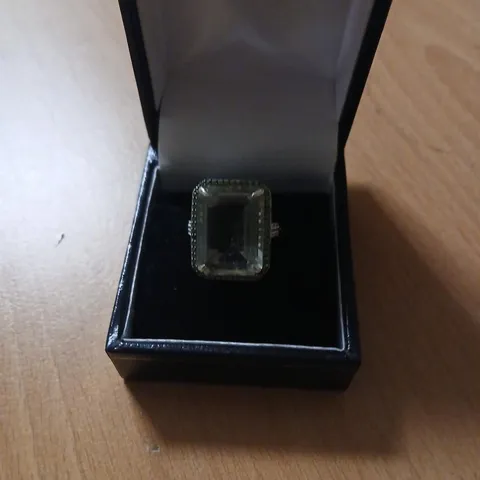 10.5CT GREEN AMETHYST 0.2CT TSAVORITE & 0.07CT DIAMOND RING 9CT GOLD