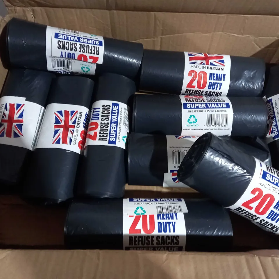 10 SETS OF 20 HEAVY DUTY REFUSE SACKS