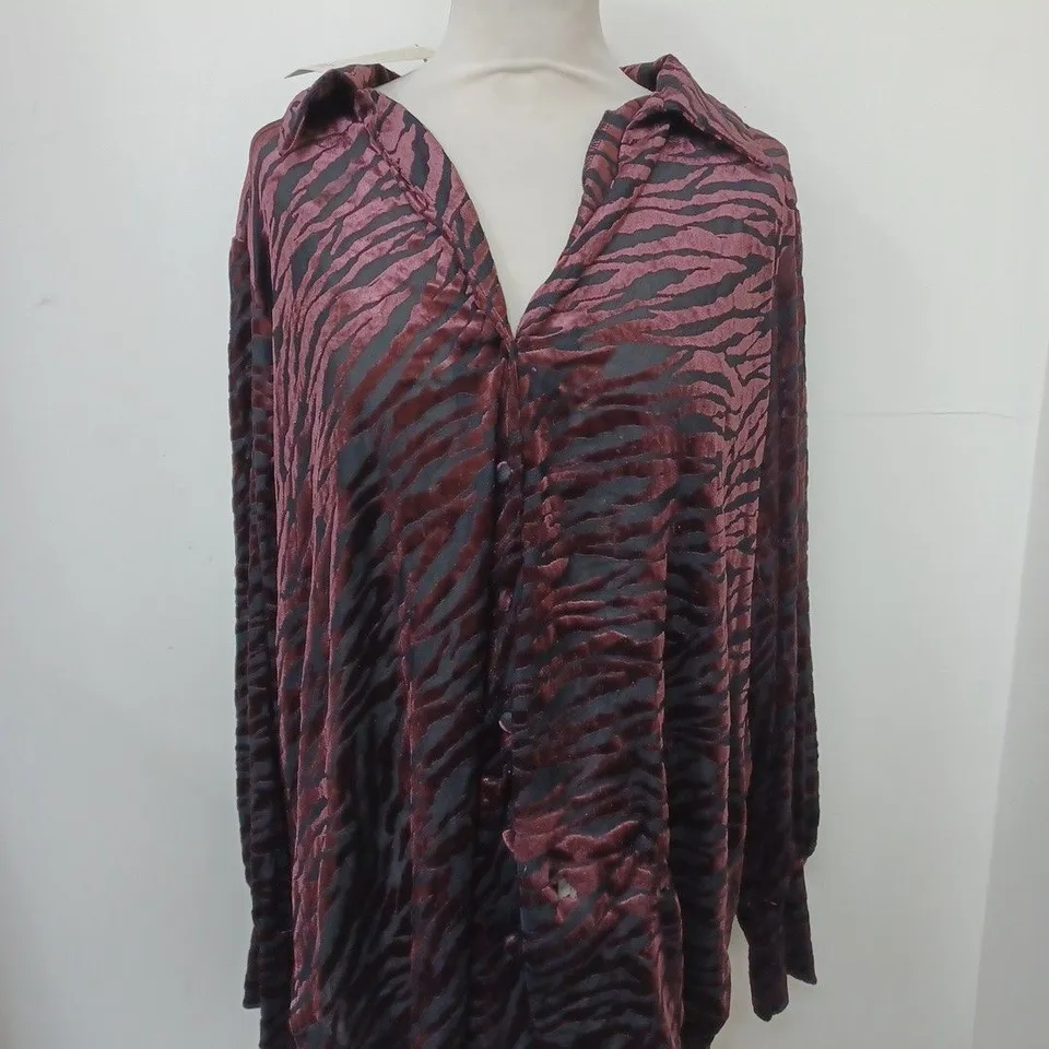 MONSOON ANIMAL PRINT VELVET SHIRT SIZE L