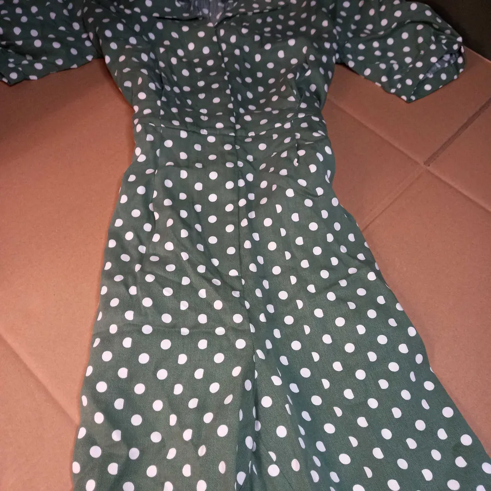 DESIGNER SAGE/POLKA DOT JUMPSUIT 