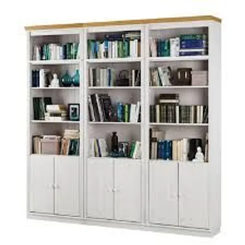 BOXED DELYLIAH 223CM H X 222CM W BOOKCASE - WHITE/NATURAL (6 BOXES)