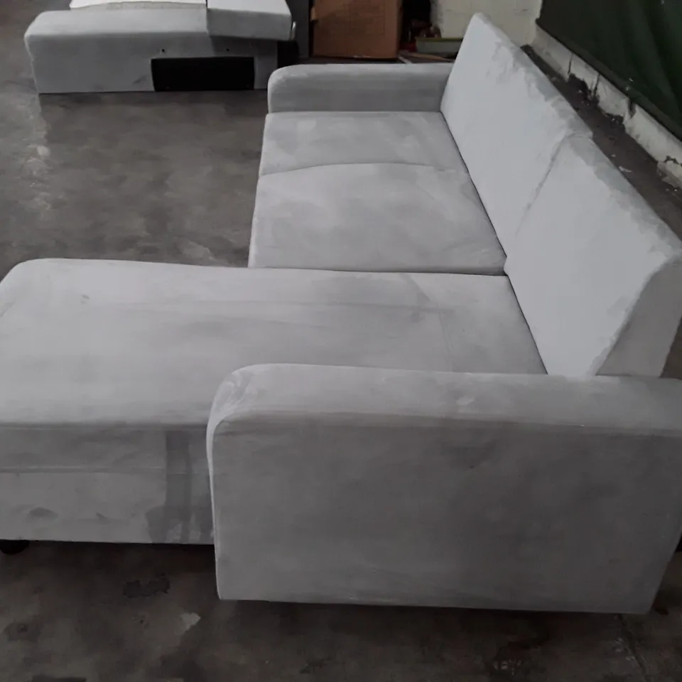 QUALITY DESIGNER MITZI 2-PIECE VELVET SORNER SOFA - LIGHT GREY VELVET 