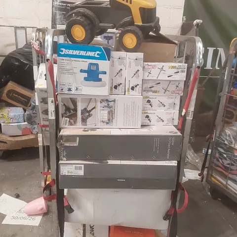 CAGE CONTAINING A LARGE QUANTITY OF ASSORTED ITEMS INCLUDING: TOWER VACUUM CLEANER, DAEWOO AIR COOLER, SILVERLINE ORBITAL POLISHER, CONVECTOR HEATER ECT // CAGE NOT INCLUDED