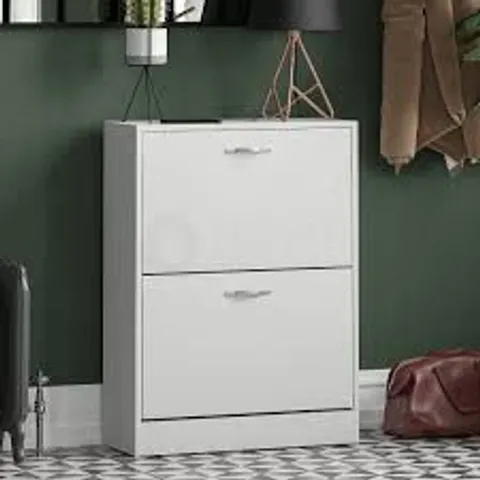 BOXED VIDA 2 DRAWER SHOE CABINET - WHITE (1 BOX)